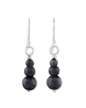 Black onyx 3 size beaded ear ring